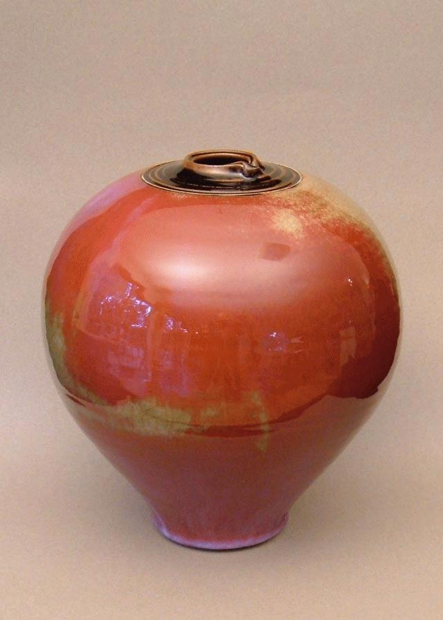 Copper red vase  h 30cm